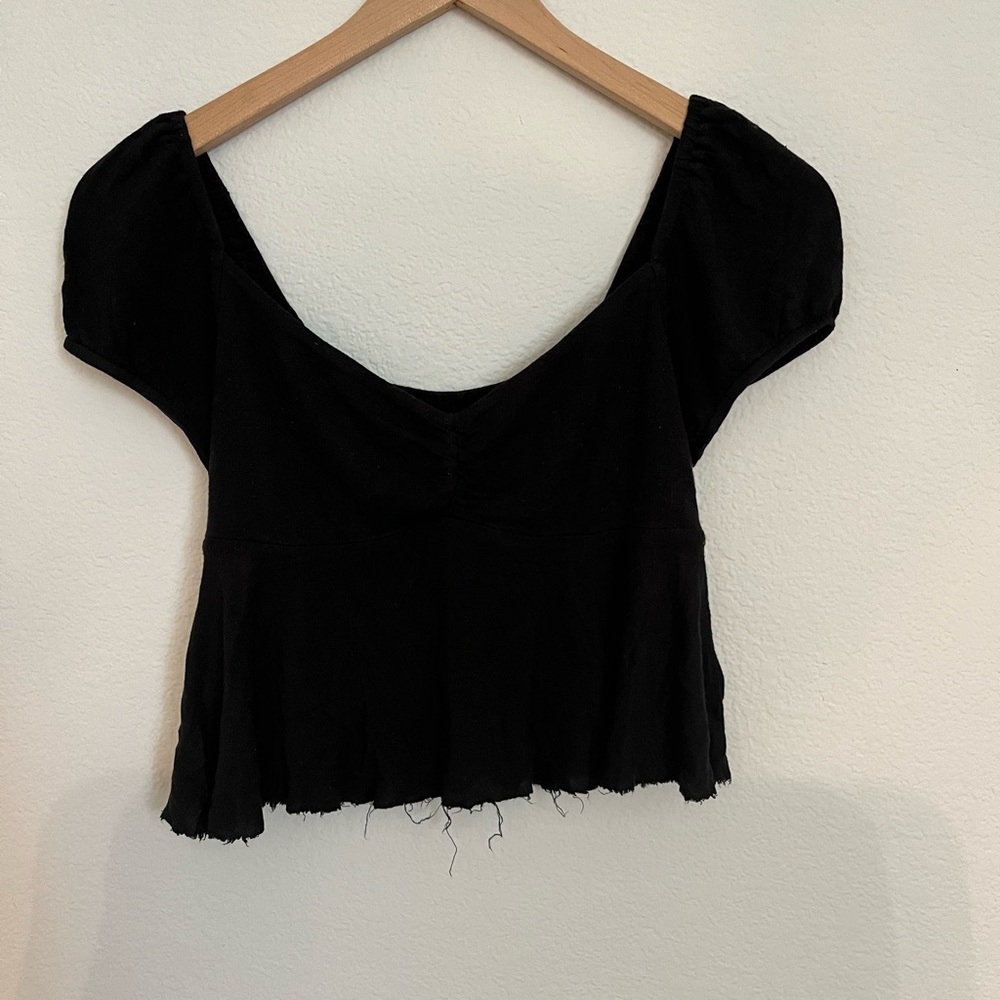 Urban Outfitters Black Cropped Blouse
